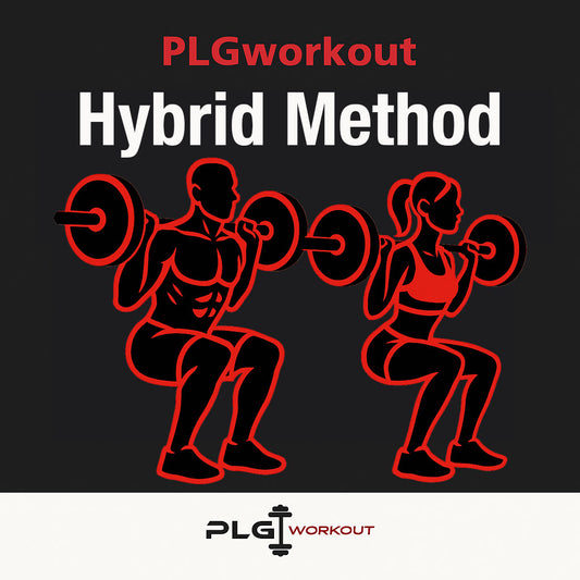 PLGworkout Hybrid Method, illustrazione esercizi di squat con bilanciere per allenamento forza uomo e donna