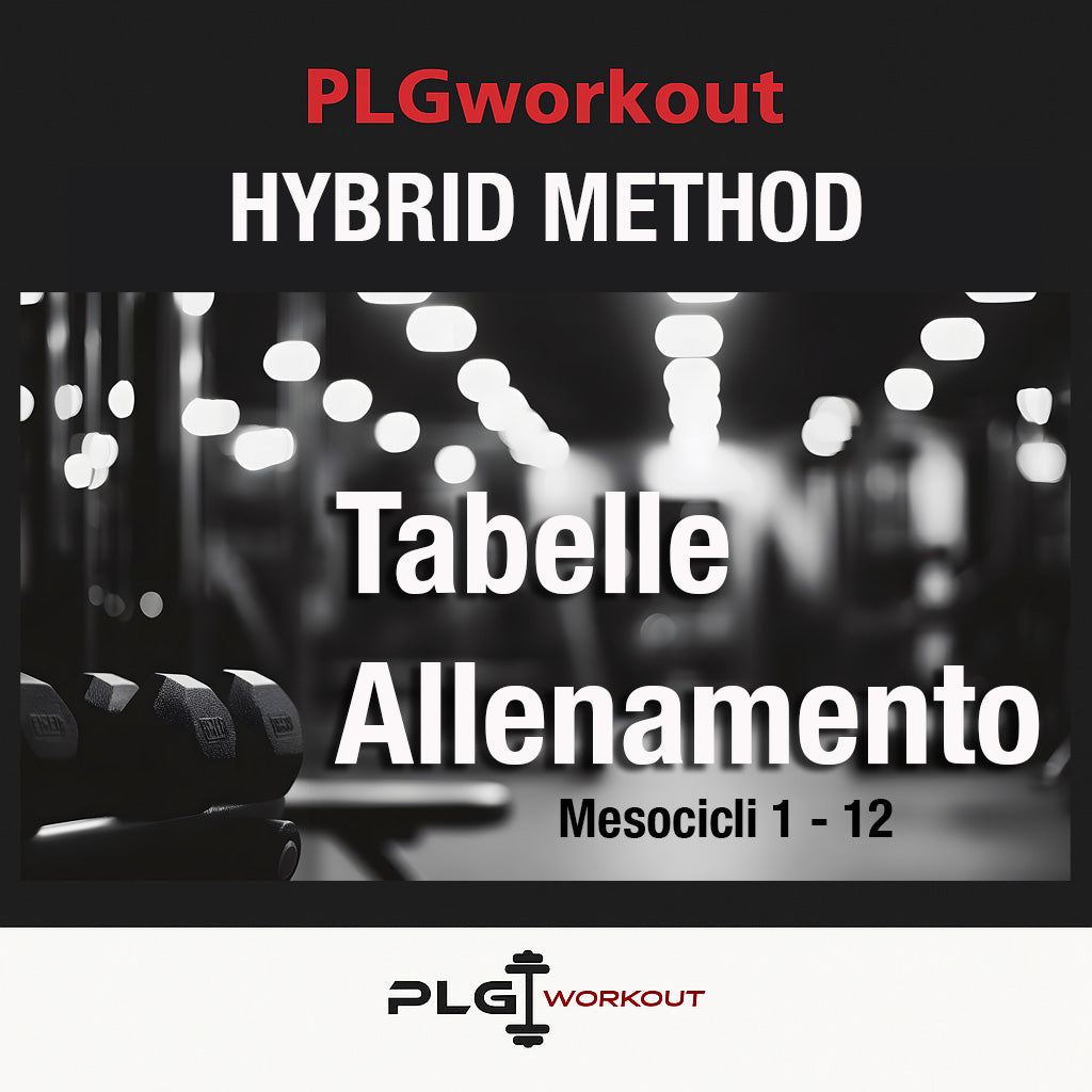PLGworkout Hybrid Method, tabelle di allenamento con mesocicli da 1 a 12 per programmazione fitness